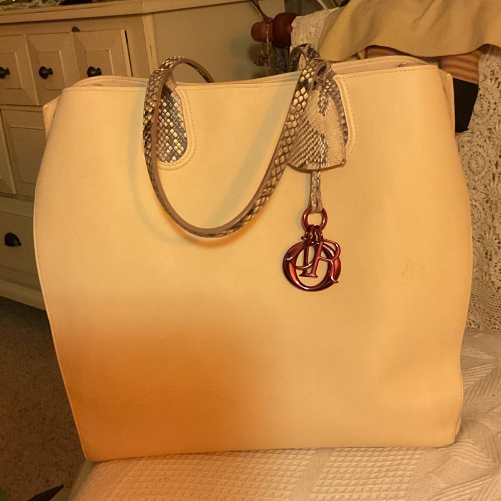 Christian Dior Cream and Tan Tote Bag
